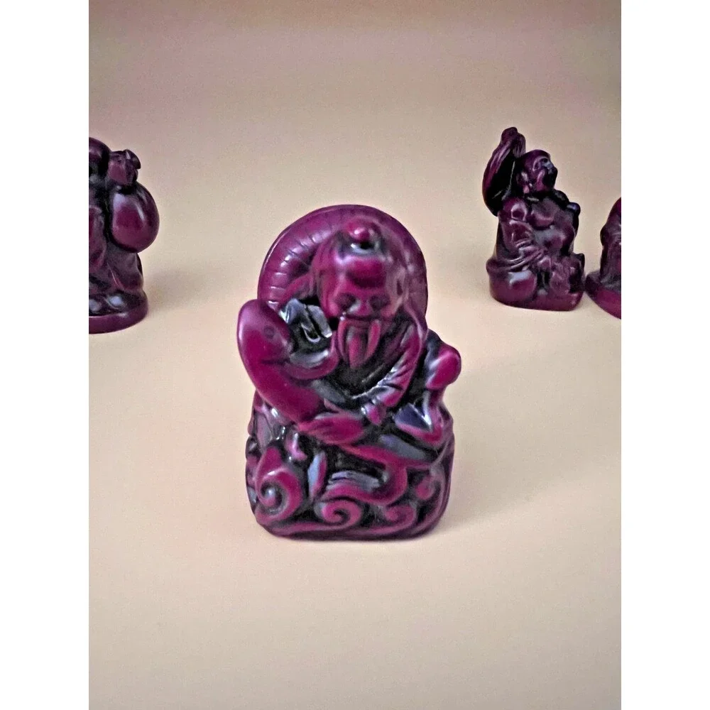 Lot of 8 Miniature Buddha and Happy Buddha Figurines - Stone, Resin, Ceramic